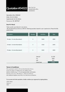 Blank Quotation Template in Word – Free Download