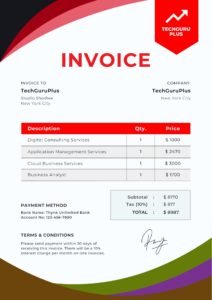 Invoice Template- Bold IT Consulting Word File (Free Download)