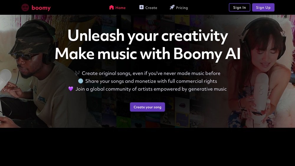Boomy for AI songs create new