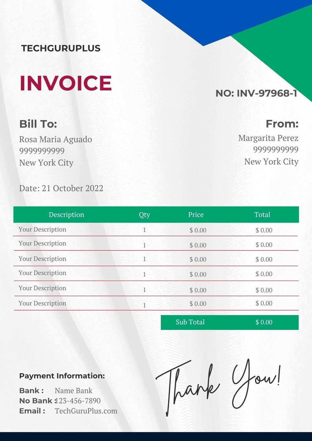Bright & Versatile Small Business Invoice Template (Free Word Download)
