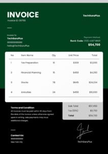 Corporate Tax & Accounting Invoice Template in Word (Free Download)