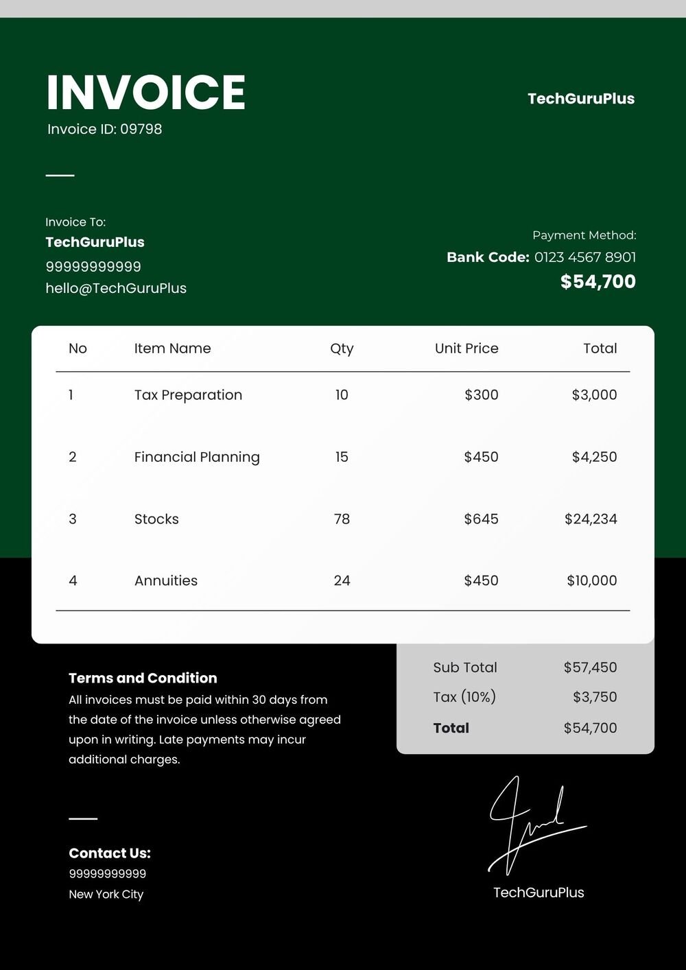 Corporate Tax & Accounting Invoice Template in Word (Free Download)