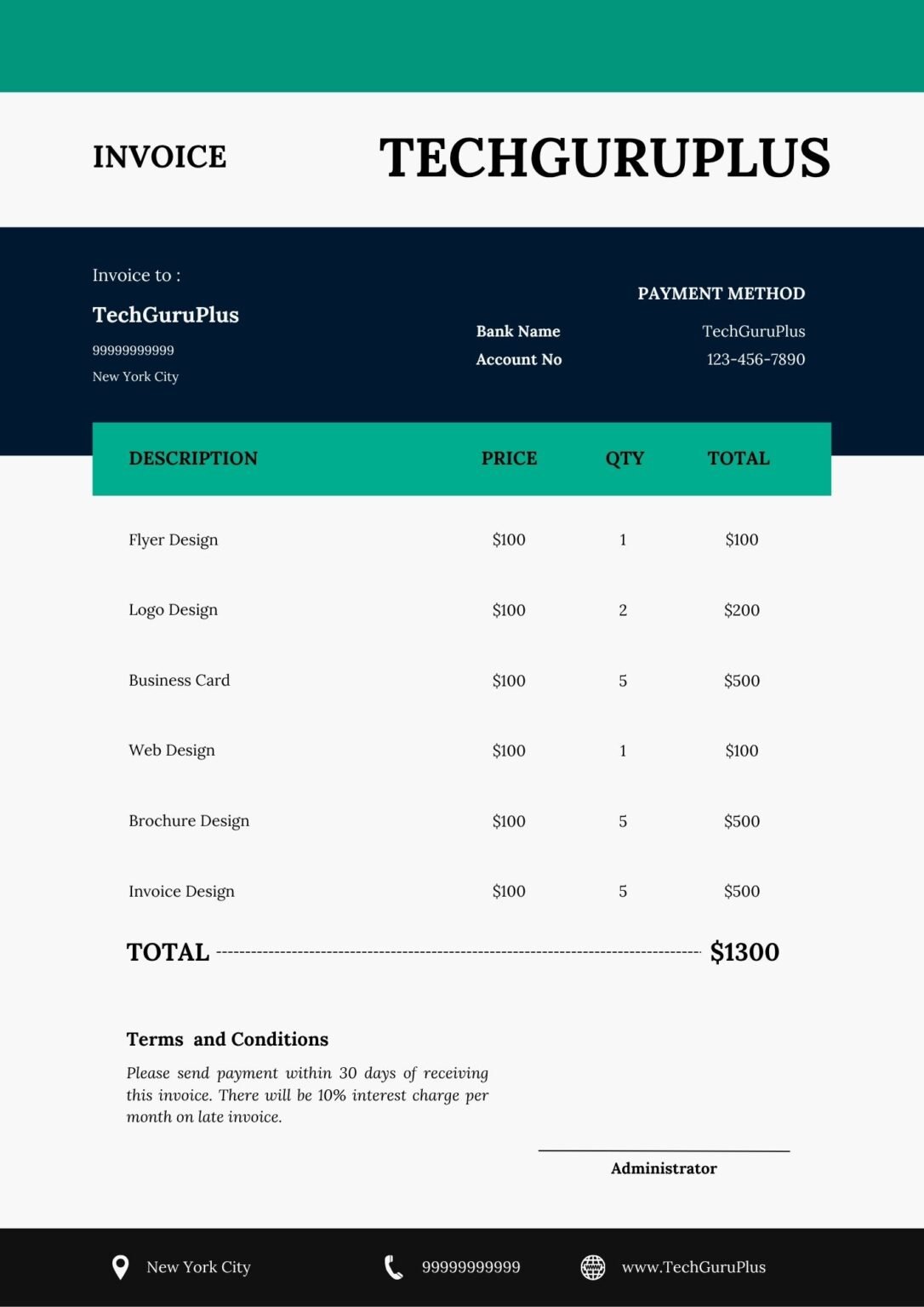 Image 9 for Web Design Invoice Template Word