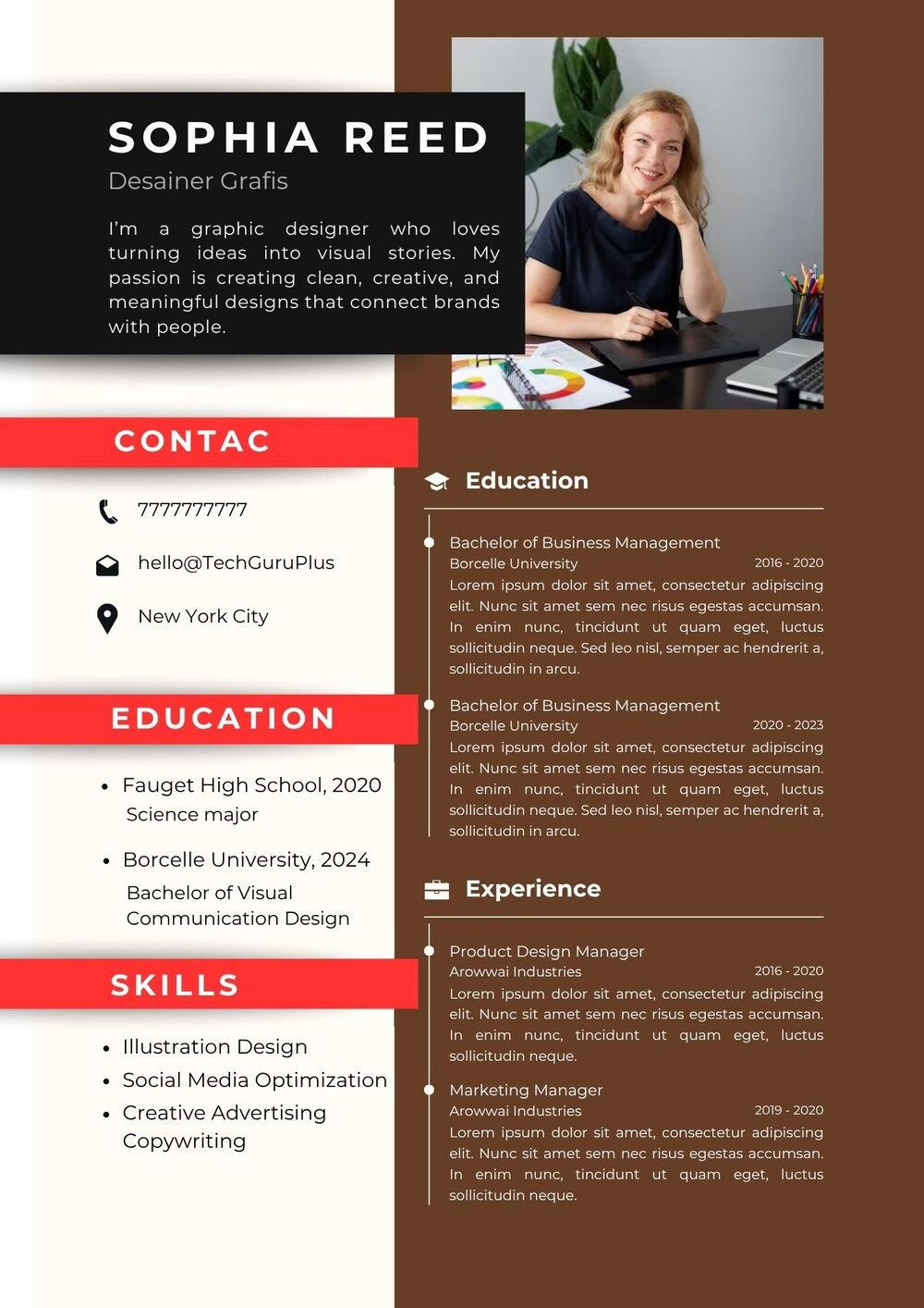 Creative Multi-Color Resume Template Word for Designers