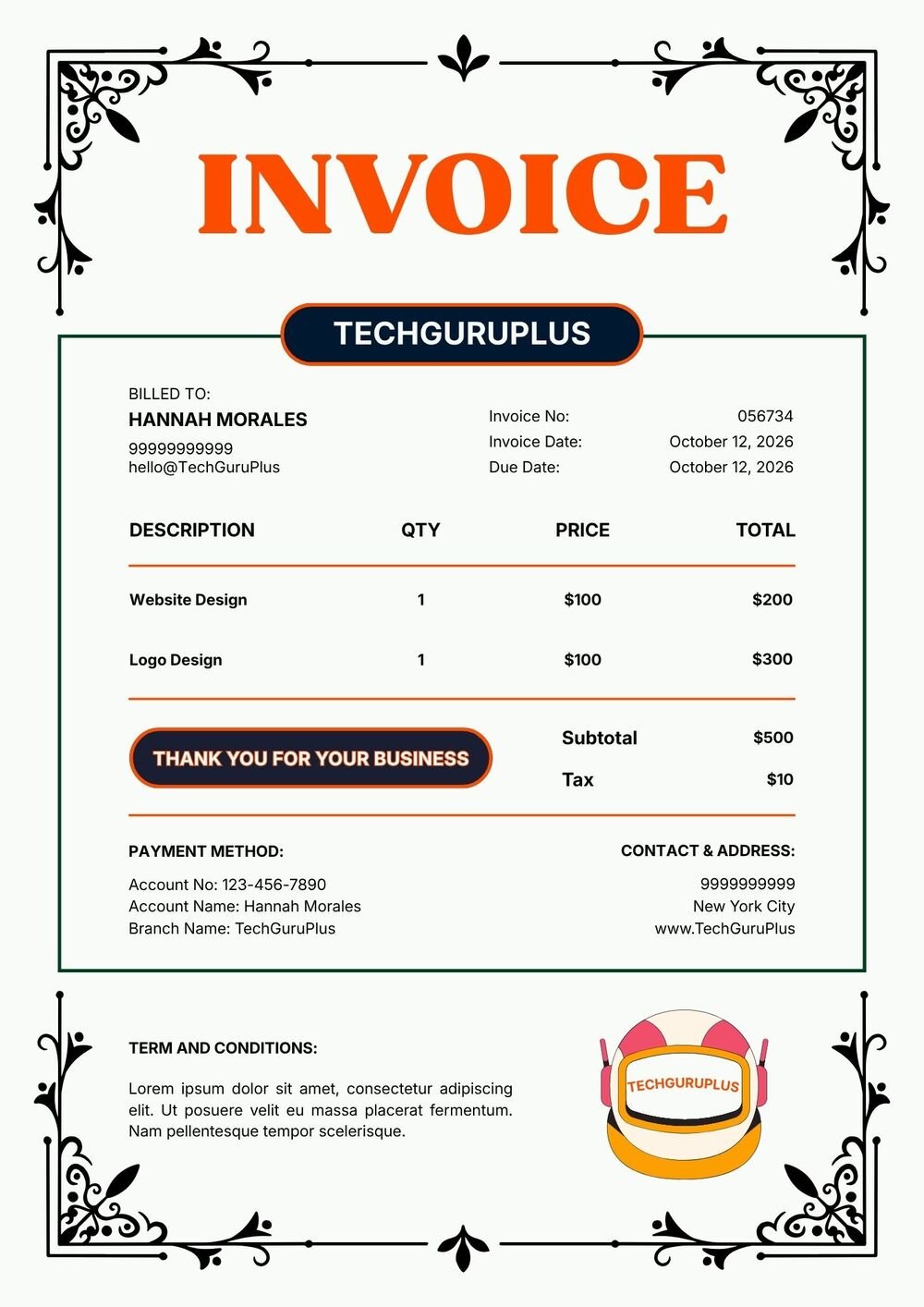 Creative Vintage-Style Invoice Template in Word (Free Download)