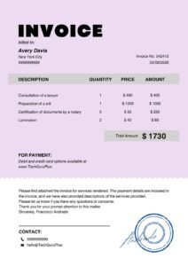 Invoice Template- Free Legal & Notary Word File (Download)