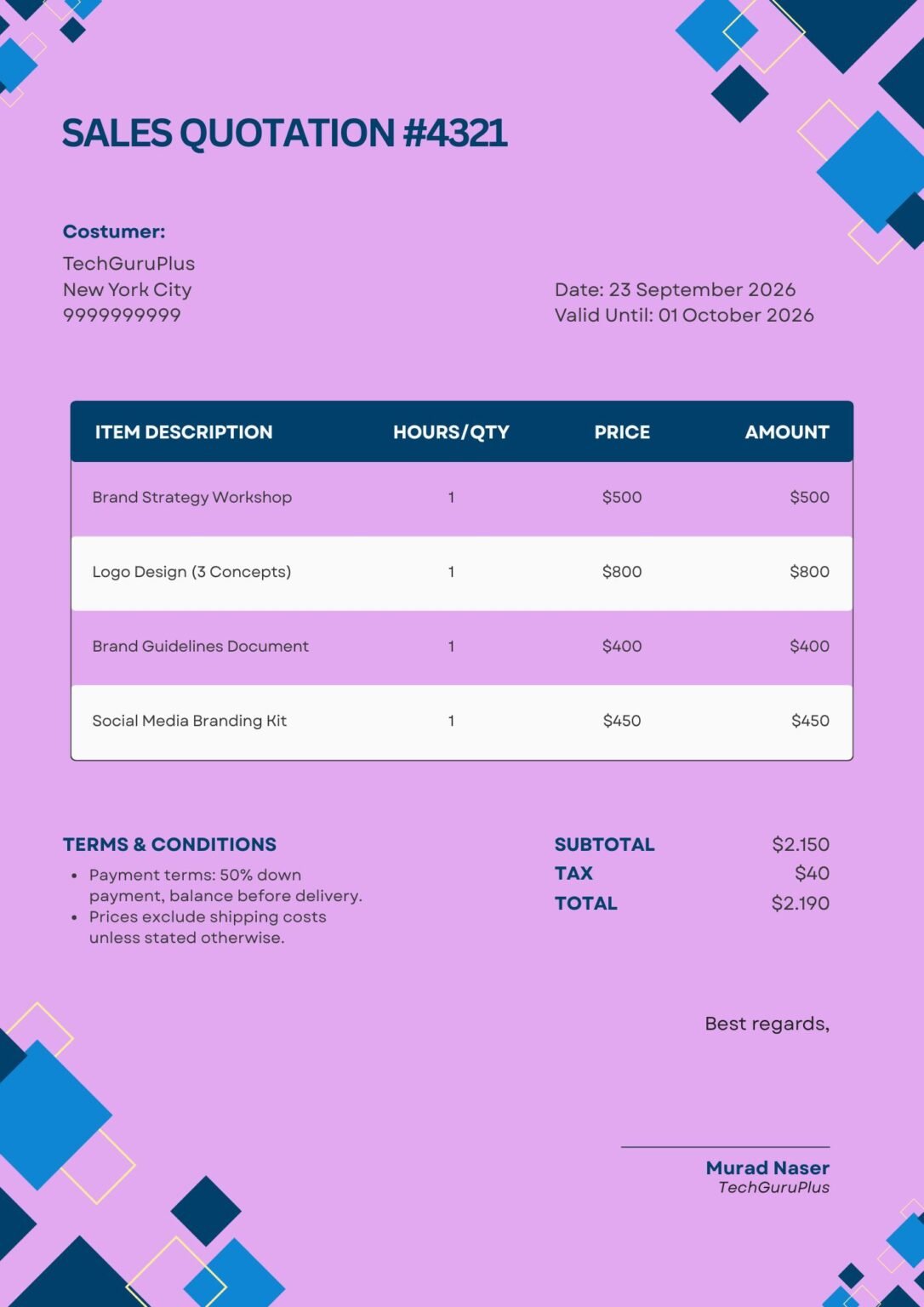 Free Quotation Templates Word Format for All Businesses (.docx)