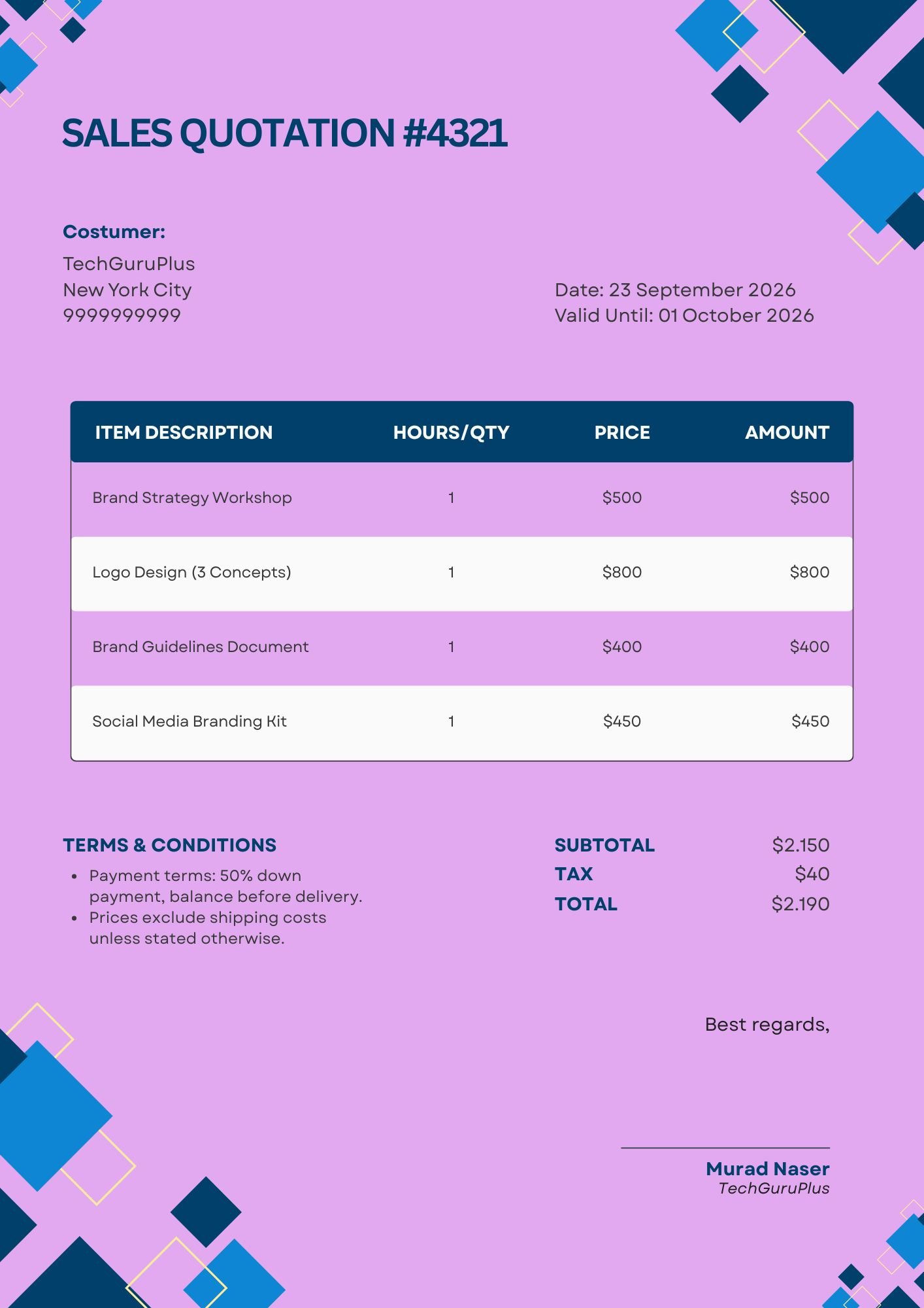 Free Quotation Templates Word Format for All Businesses