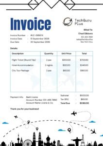 Invoice Template- Free Travel & Tour Agency Word File (Download)