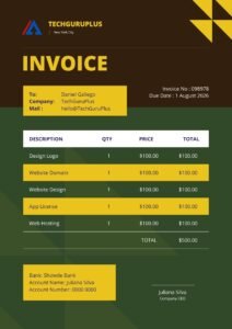 Invoice Template - Bold Green & Yellow Creative Agency Format (Free Word Download)