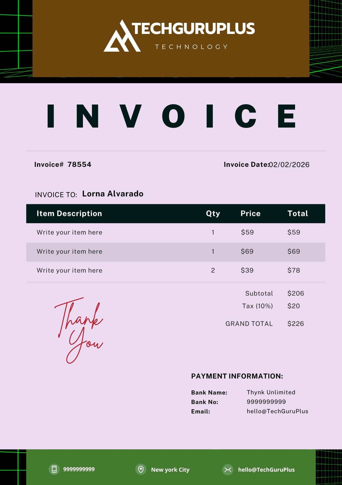 Invoice Template - Clean Blue Corporate Agency Format (Free Word Download)