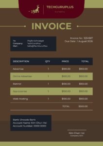 Invoice Template - Earthy Brown Digital Marketing Format (Free Word Download)