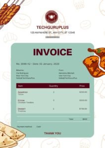 Invoice Template - Illustrated Restaurant & Catering Format (Free Word Download)