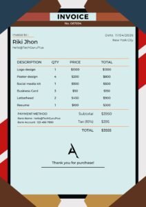 Invoice Template - Light Blue Geometric Graphic Design Format (Free Word Download)