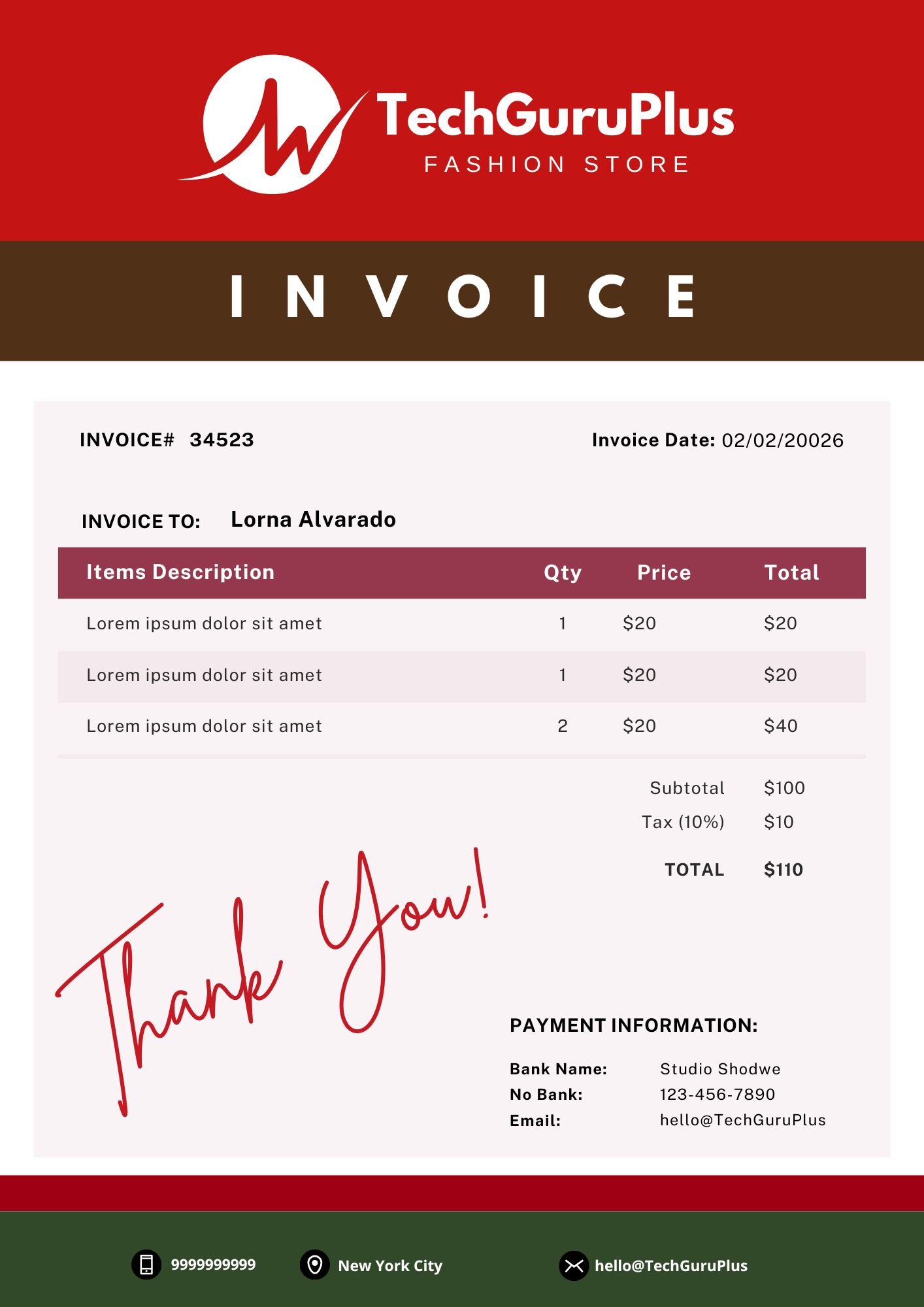 Invoice Template - Minimalist Blue & White Corporate Format (Free Word Download)