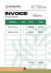 Invoice Template - Minimalist Green Digital Service Format (Free Word Download)