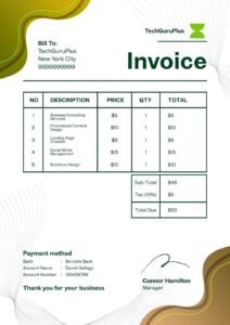 Invoice Template - Modern Abstract Olive Consulting Format (Free Word Download)