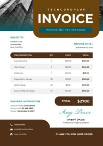 Invoice Template - Modern Corporate Graphic Design Format (Free Word Download)