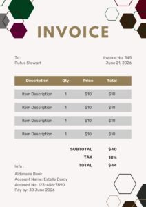 Invoice Template - Modern Dark Green & Beige Consulting Format (Free Word Download)