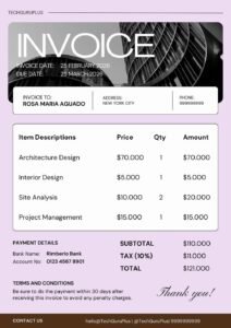 Invoice Template - Modern Purple Architecture Format (Free Word Download)