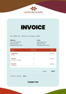 Invoice Template - Modern Restaurant & Catering Format (Free Word Download)
