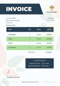 Invoice Template - Organic Botanical Furniture Format (Free Word Download)