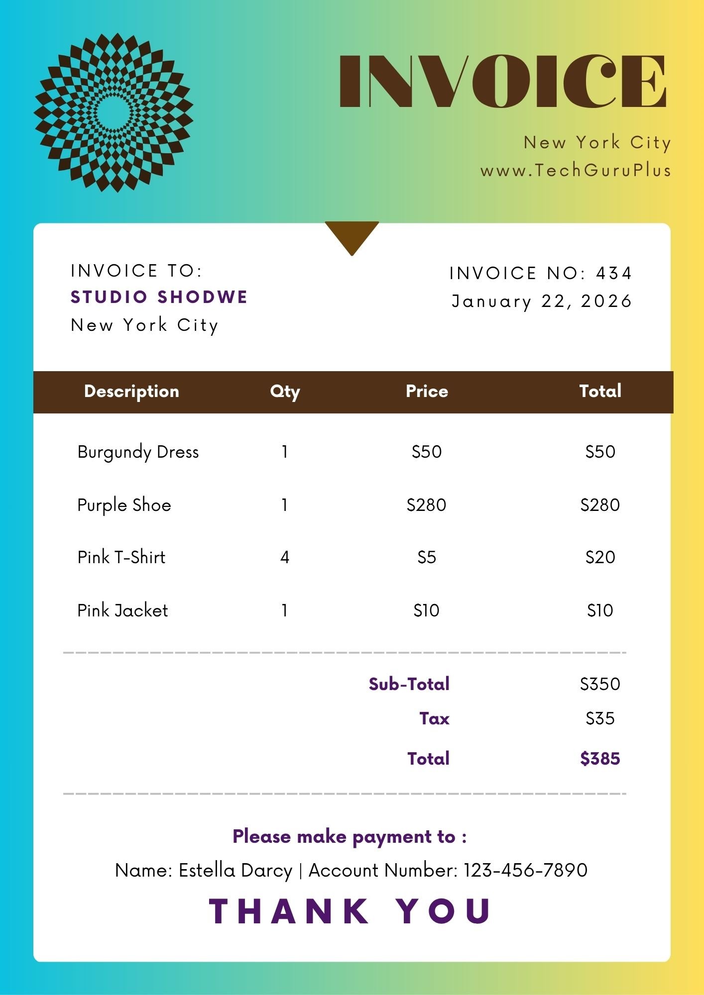 Invoice Template - Professional Blue Healthcare Format (Free Word Download)