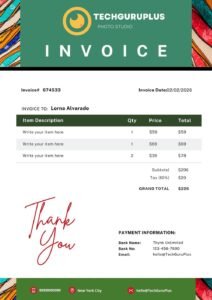 Invoice Template - Soft Botanical Green Aesthetic Format (Free Word Download)