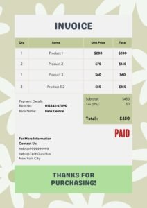 Invoice Template - Soft Green Floral Boutique Format (Free Word Download)