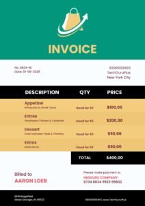 Invoice Template - Vibrant Catering & Restaurant Format (Free Word Download)