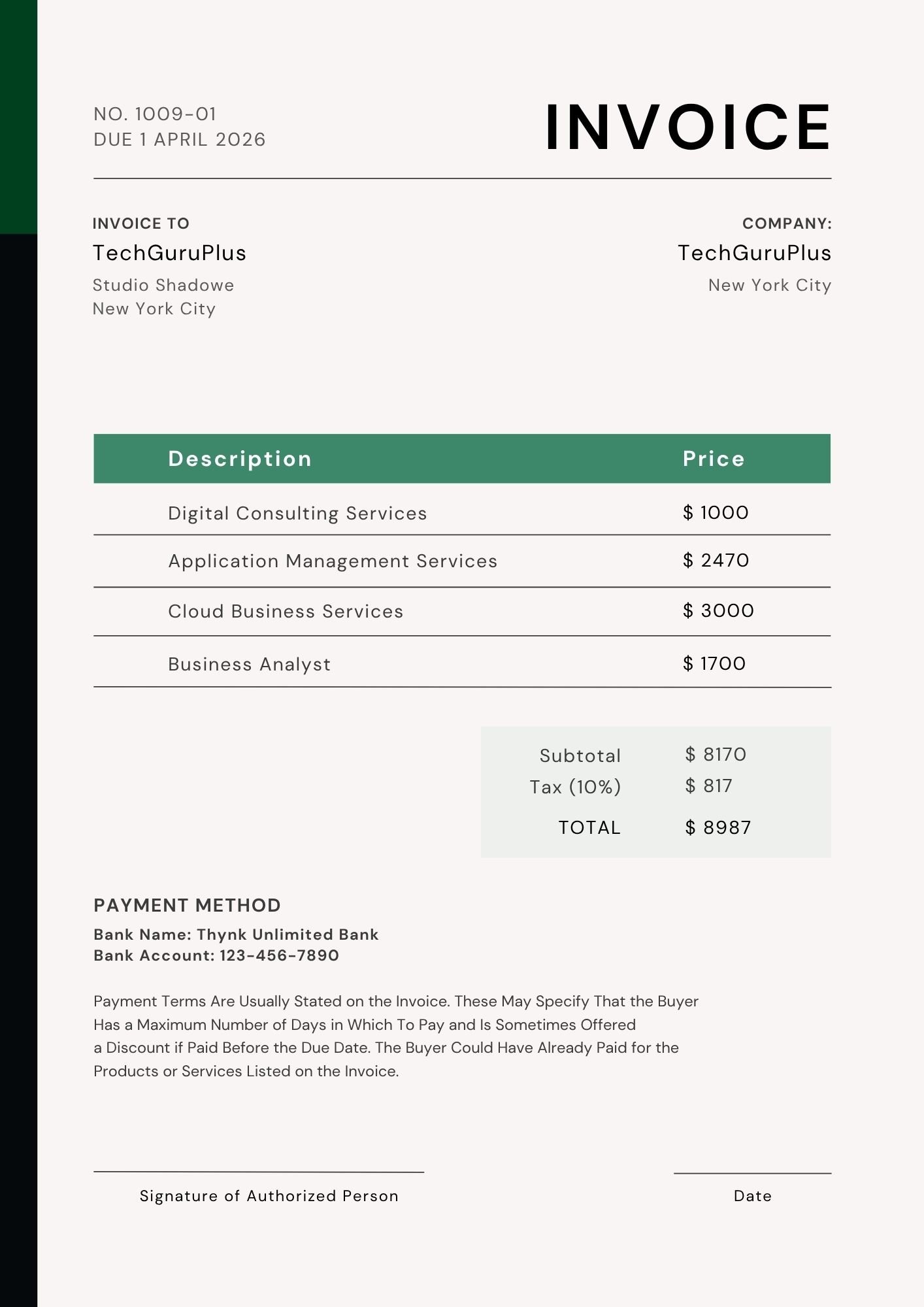 Minimalist IT Consulting Invoice Template (Free Word Download)