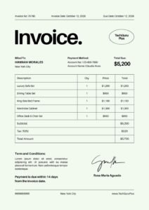 Invoice Template- Minimalist Retail & Furniture (Free Word Download)