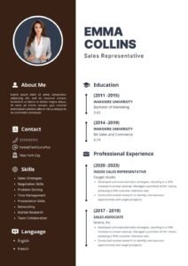 Resume/CV Template - Modern Minimalist for Sales Professionals ( download . docx  )