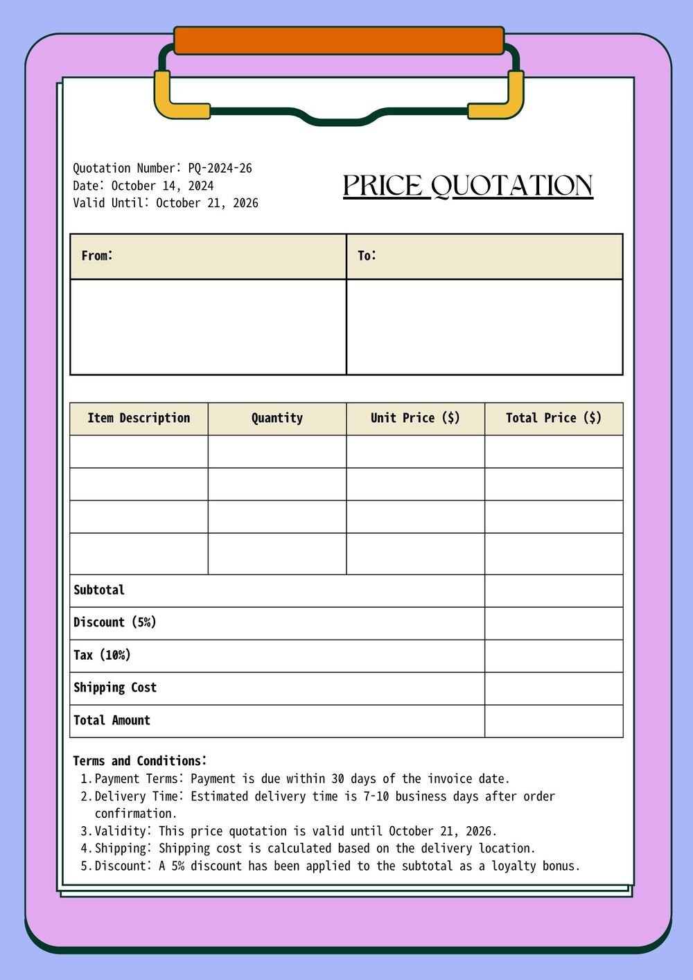 Modern Quotation Templates in Word (Fully Editable)