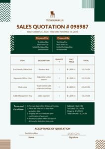 Official Quotation Format in Word for Business Use File (.docx)