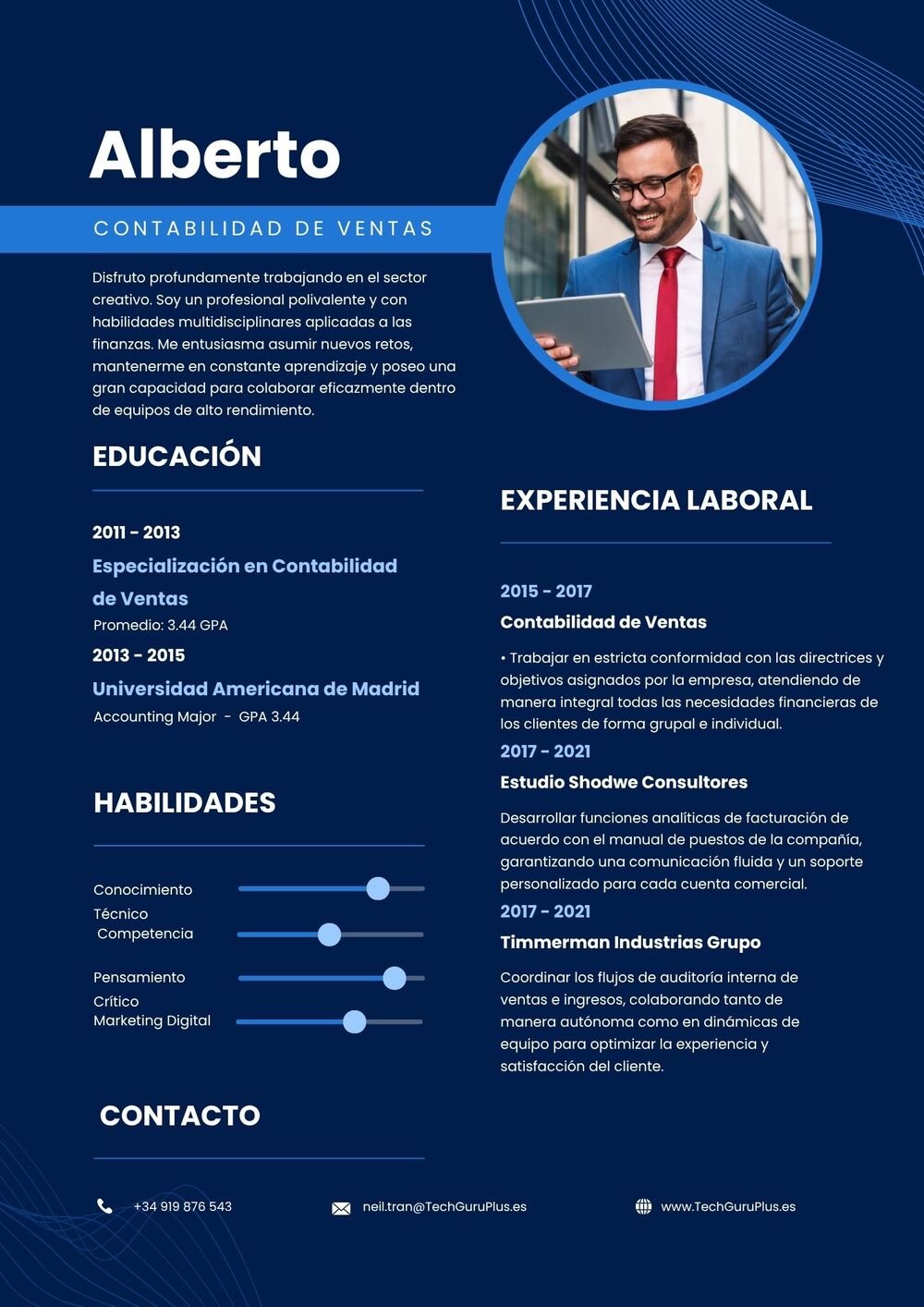 Plantilla de Currículum de Contabilidad de Ventas y Finanzas