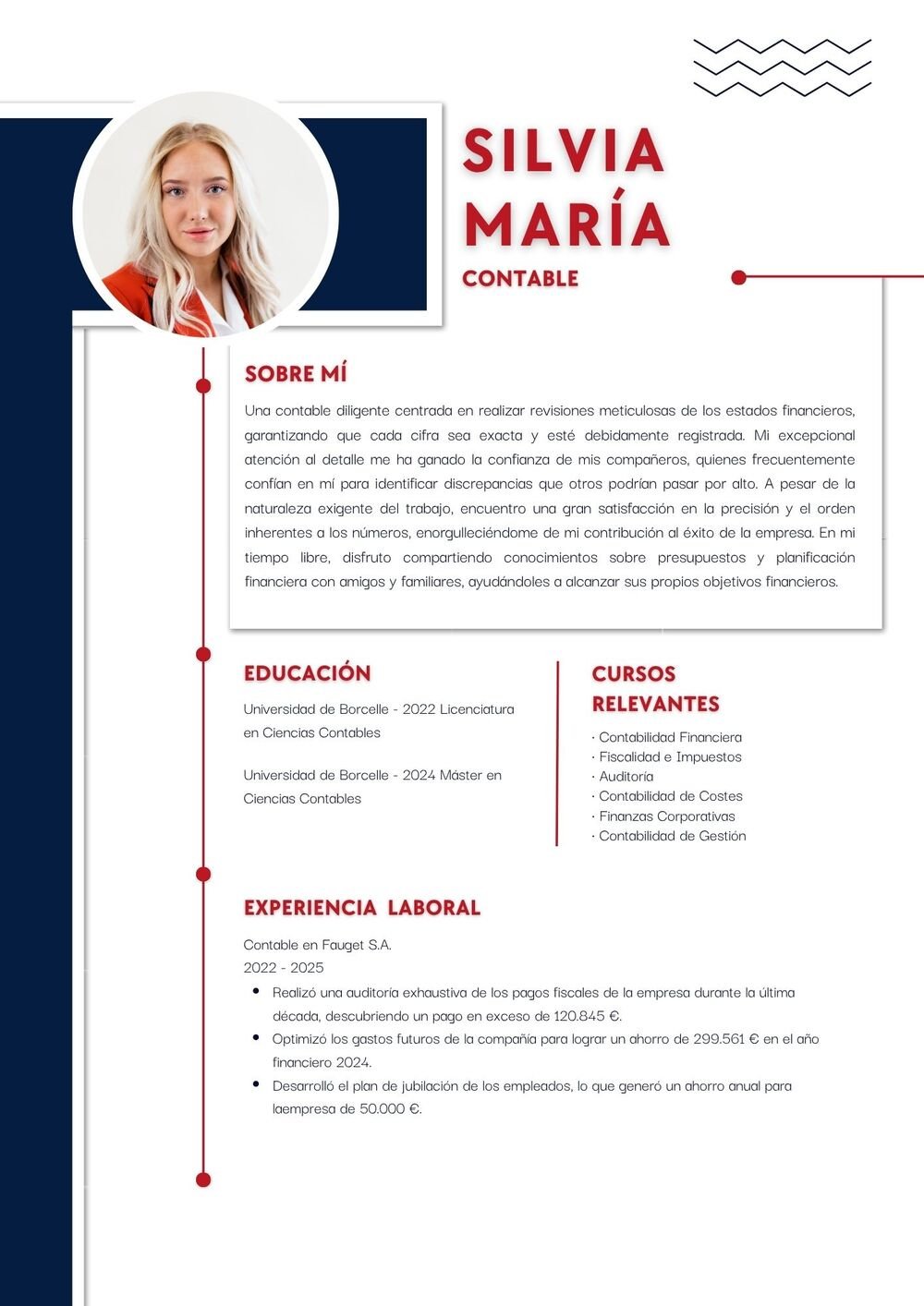 Plantilla de Currículum de Contable y Máster en Ciencias Contables