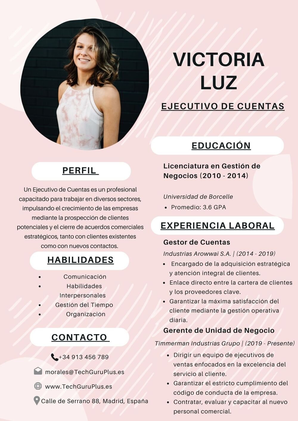 Plantilla de Currículum de Ejecutivo de Cuentas y Gestión de Negocios
