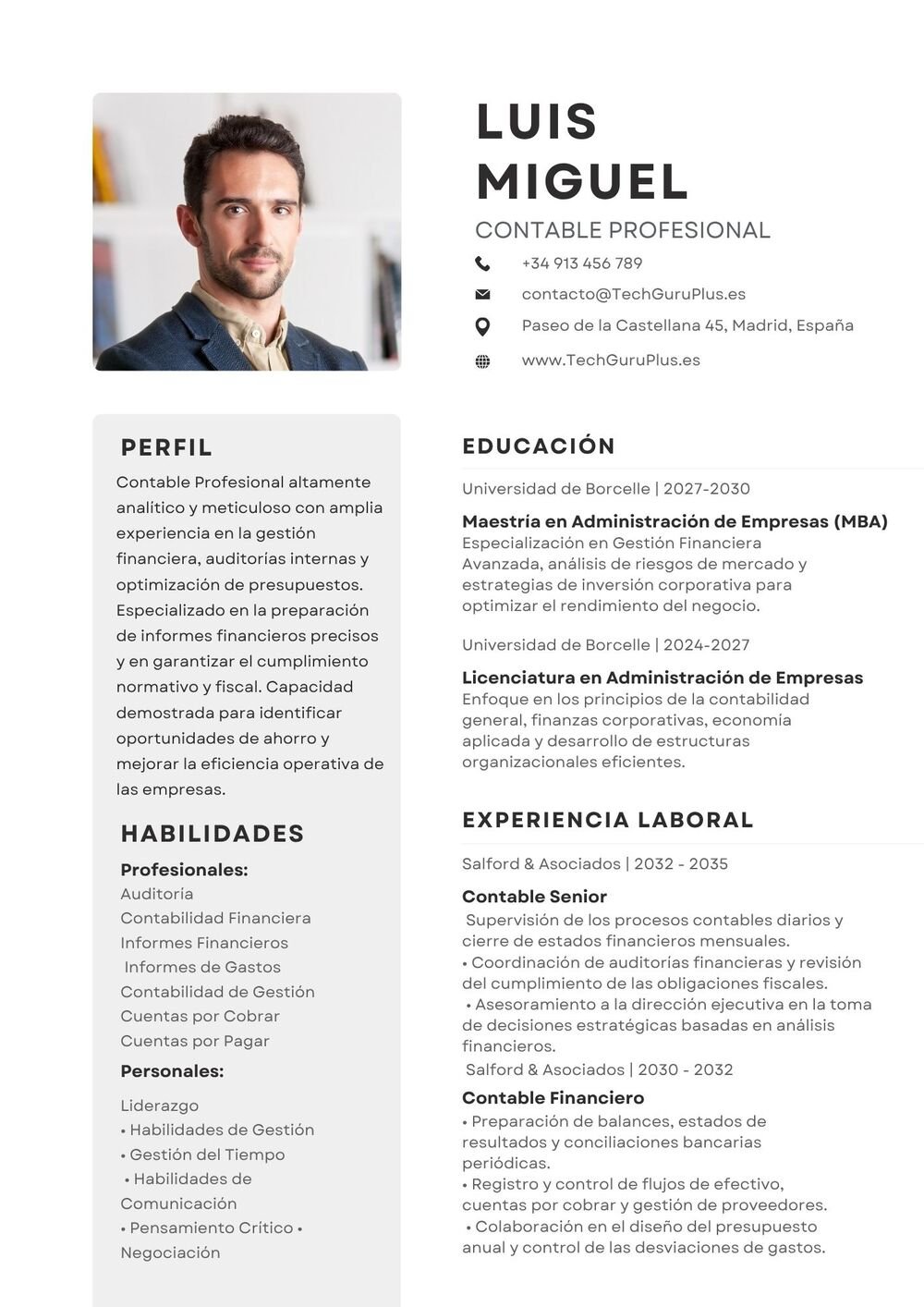 Plantilla de Currículum para Administración de Empresas y MBA