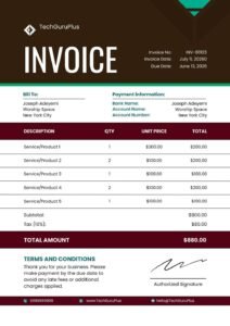 Invoice Template- Professional Corporate Word File (Free Download)