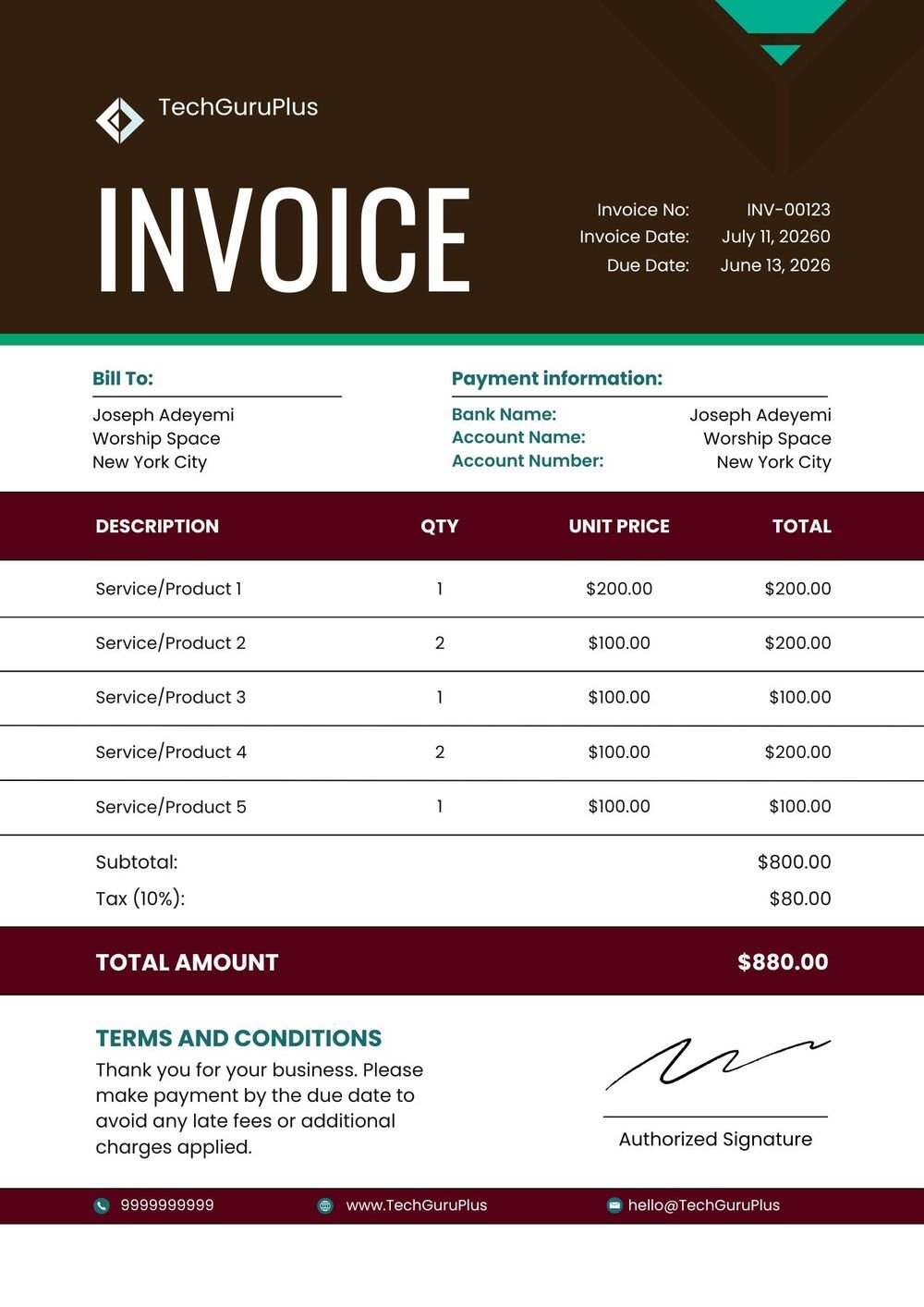 Professional Corporate Invoice Template in Word (Free Download)