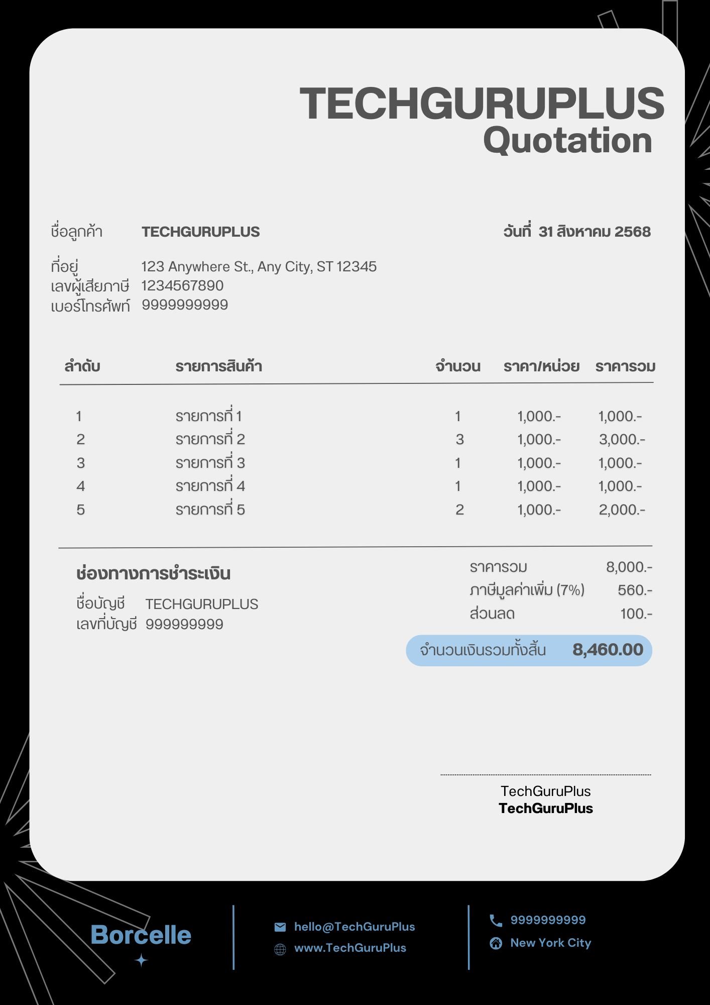 Quotation Template for Thailand Business Use