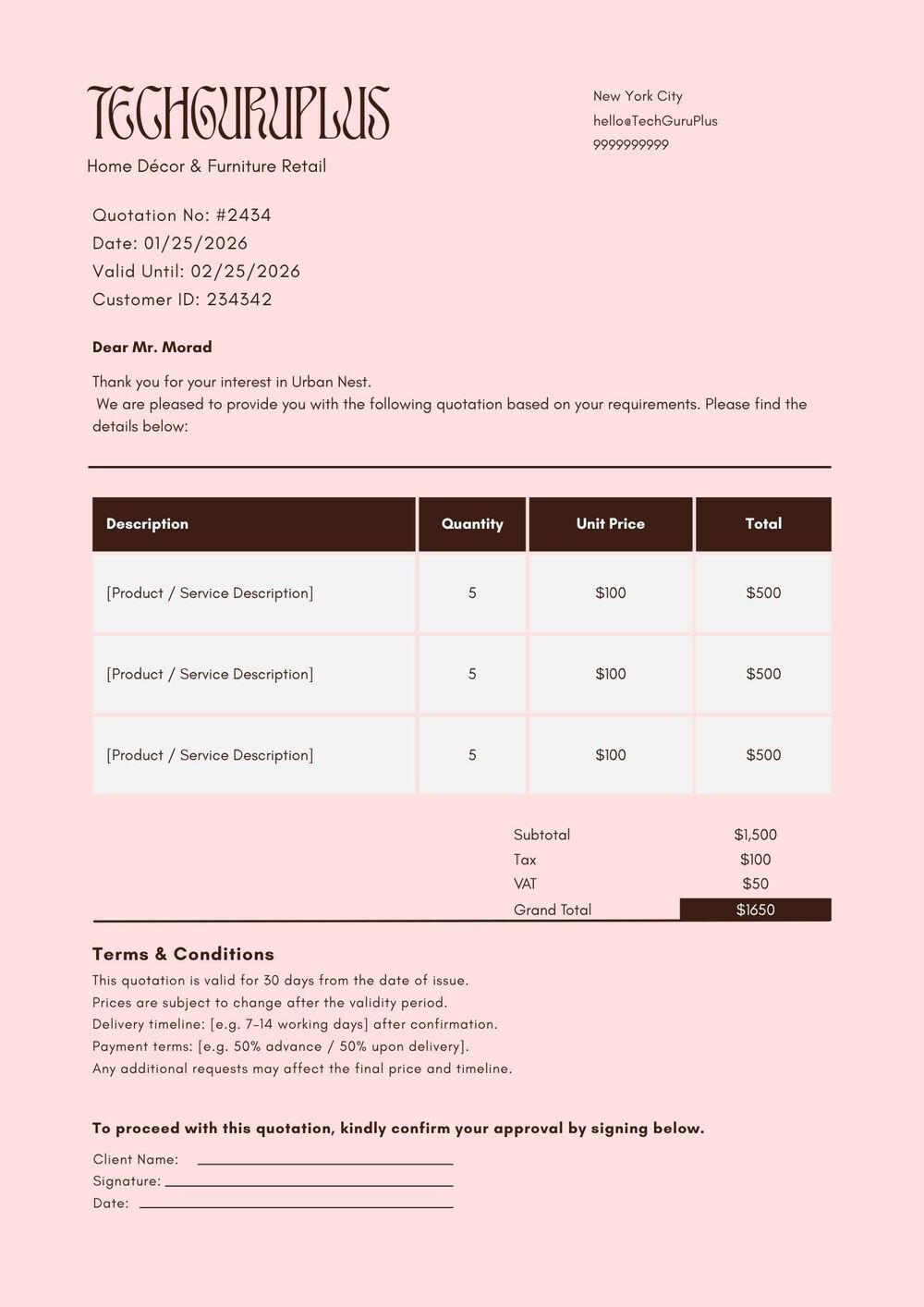 Quotation Template in Thailand Word File