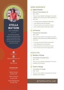 Resume/CV Template: Creative UX UI Designer Digital Marketer Resume Docx