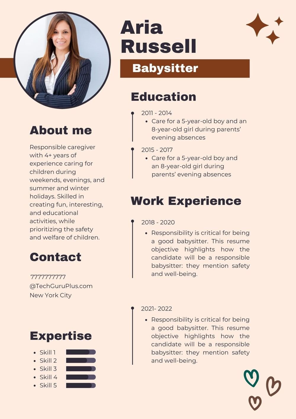 Resume CV Template Cute Minimalist Babysitter and Nanny CV Word Format