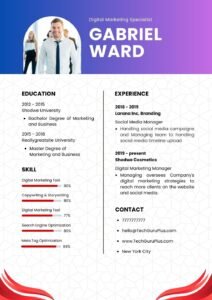 Resume CV Template Modern Gradient Digital Marketing Specialist Resume Layout