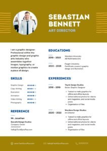Resume/CV Template: Mustard Yellow Art Director and Graphic Designer CV