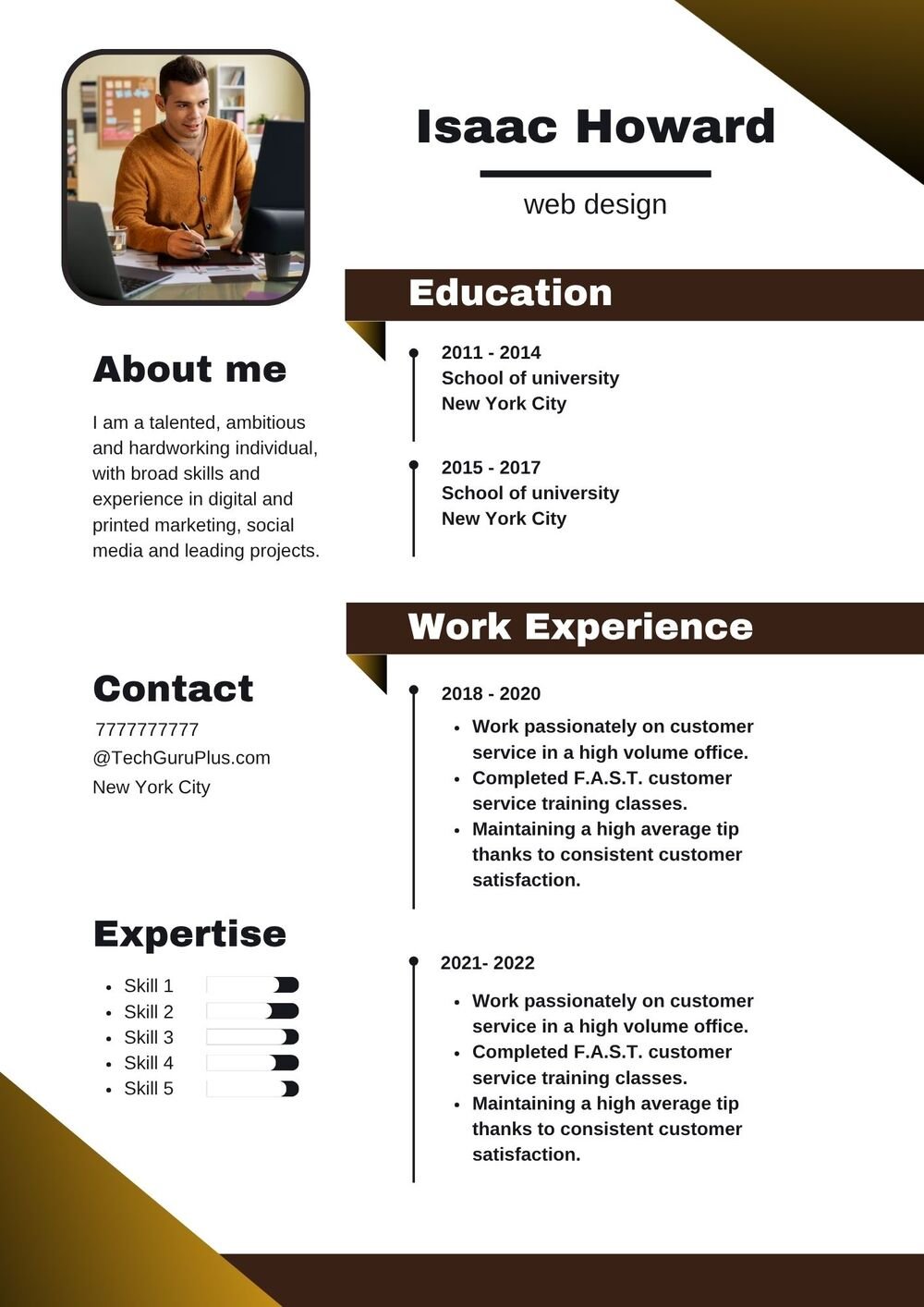 Resume CV Template Premium Geometric Web Designer and Developer CV