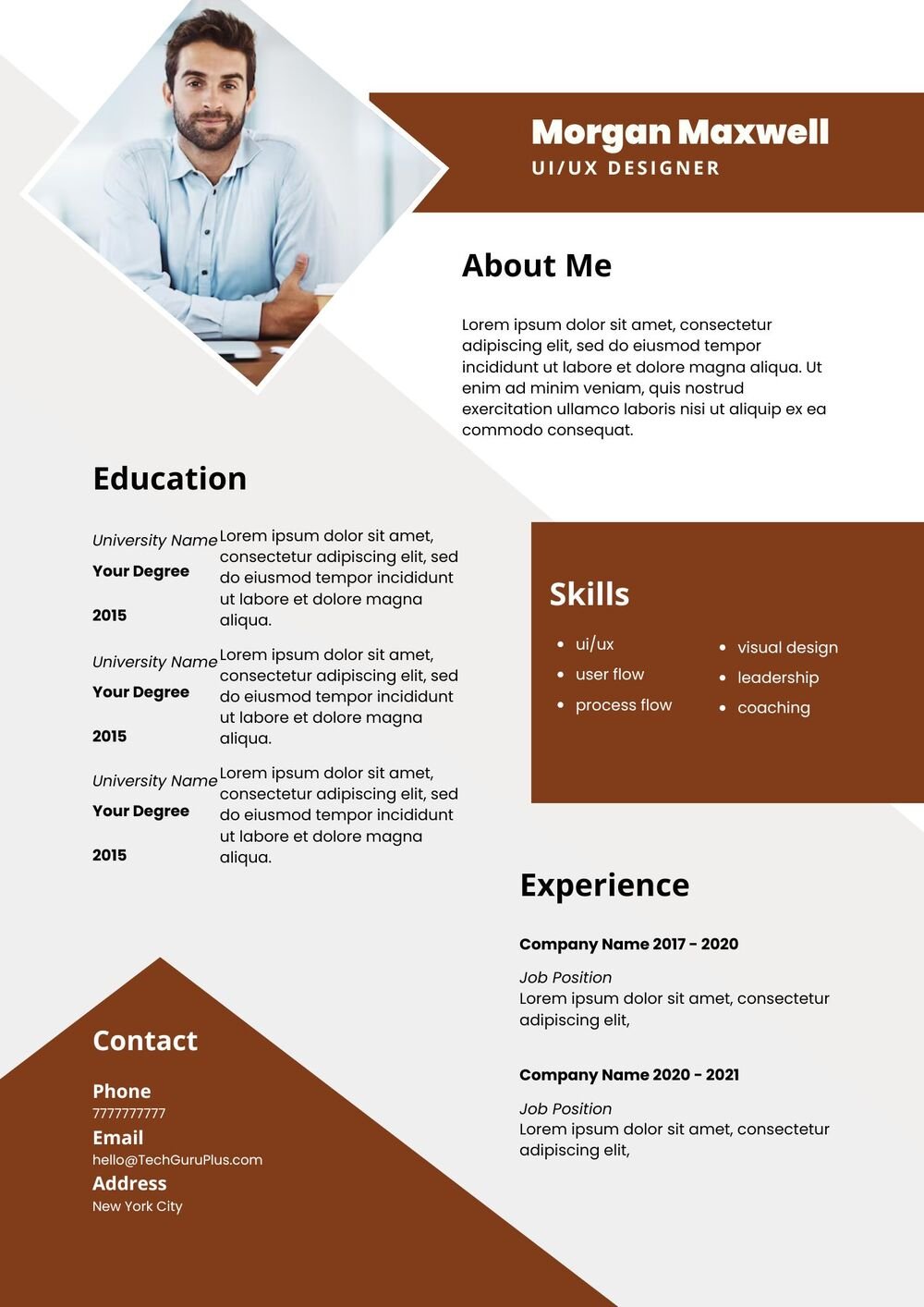 Resume CV Template for Accounting Executives and Finance Managers Word