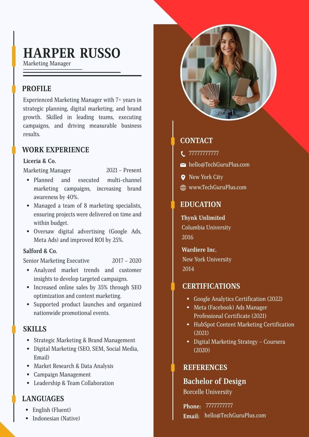 Resume CV Template for Executive Assistants and Office Managers Word
